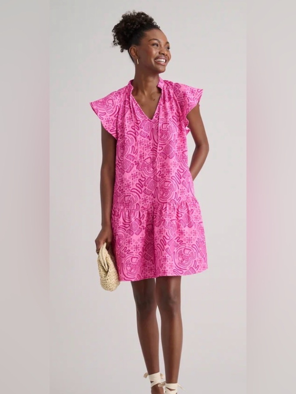 UNTUCKit Arya Dress Pink Scroll Print